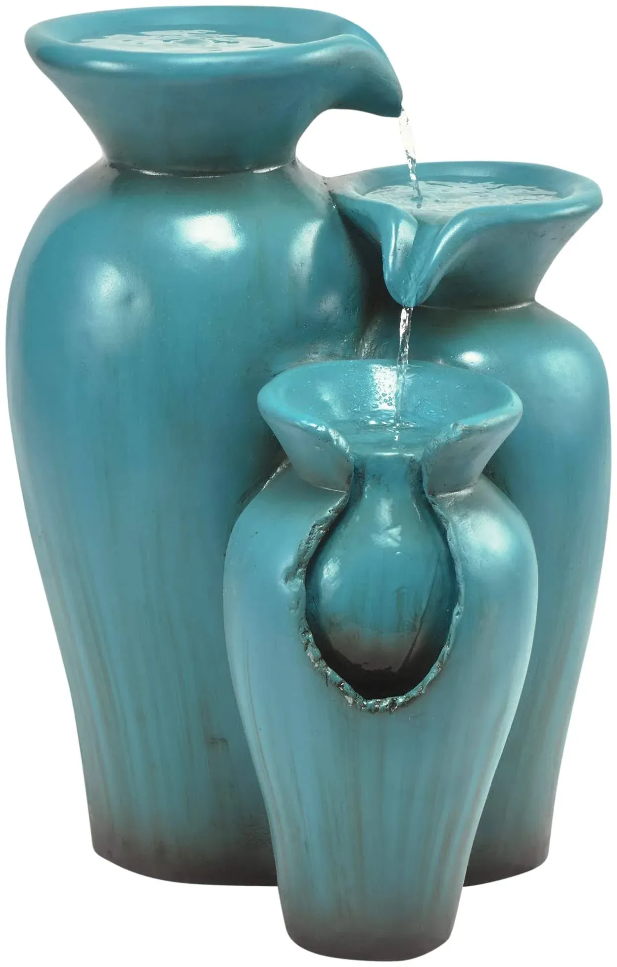 Alpine Corporation 21" Tall Turquoise Fountain Pot Decoration