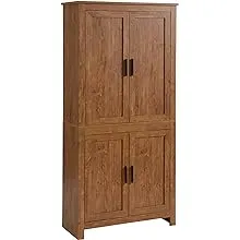 White 64 in. Kitchen Pantry, Freestanding Storage Cabinet with 3-Adjustable Shelves for Kitchen, Dining or Living Room