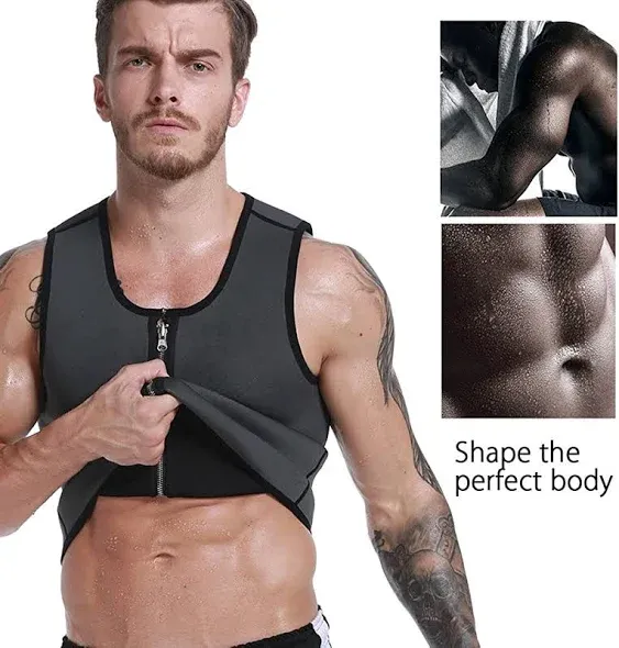 NonEcho Men Sauna Vest Hot Sweat Waist Trainer Corset Neoprene Tank Top Shapewear ...