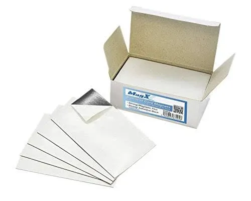 MagX Magnetic Business Card with Adhesive 2x3.5 inch(50-pack), Magnets with Self Adhesive, Peel and Stick, Stationery, Office supply