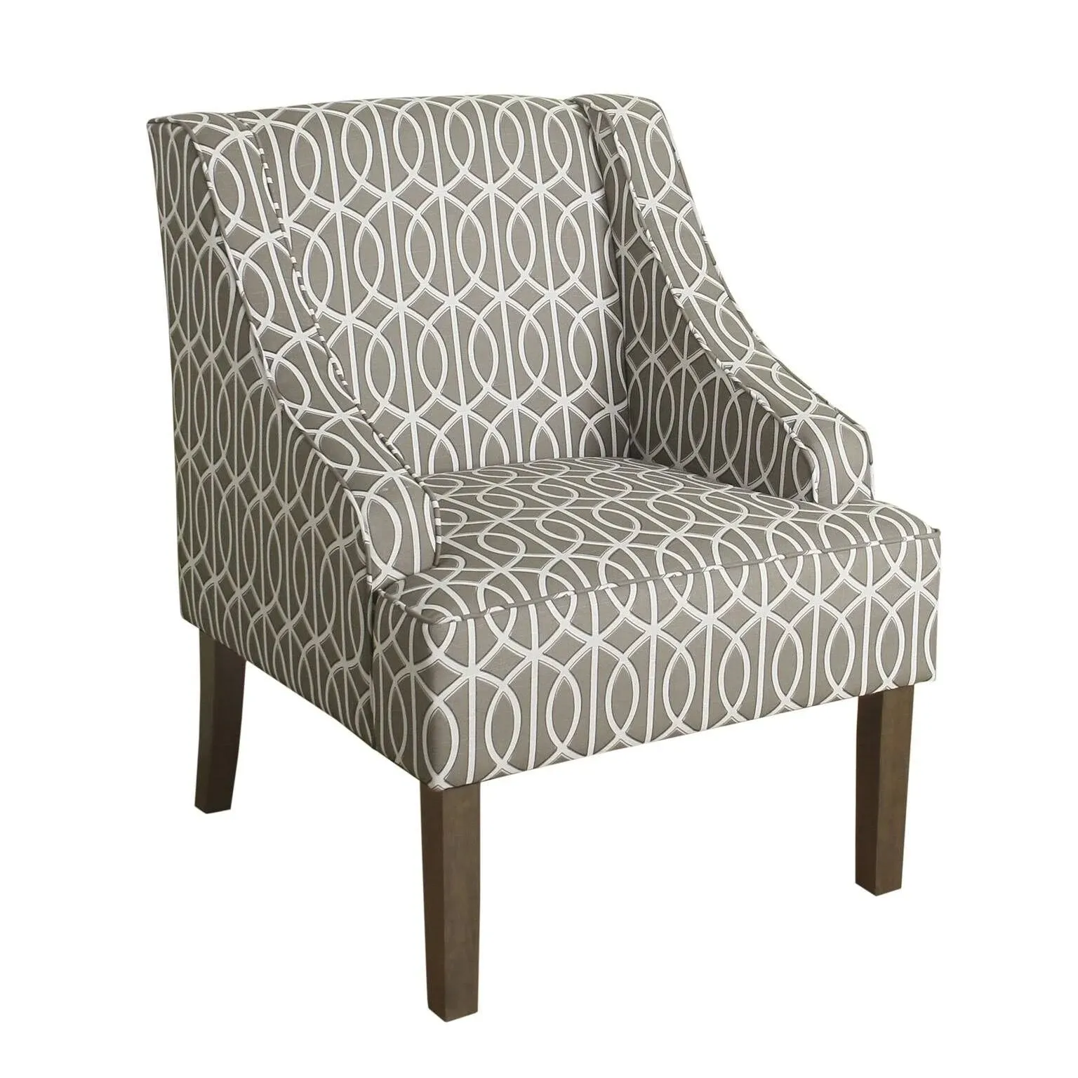 HomePop Swoop Arm Accent Chair Grey Trellis