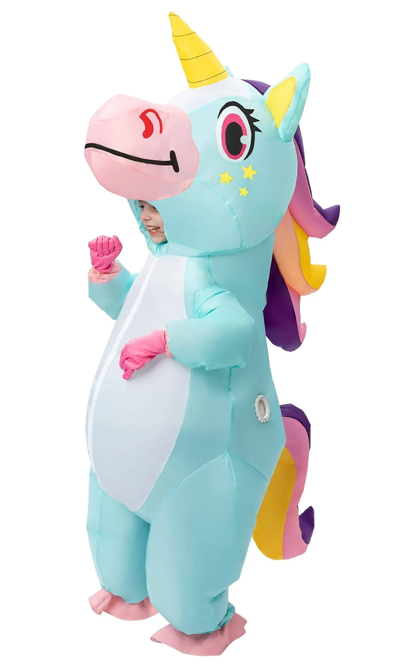 Inflatable Child Blue Unicorn Costume