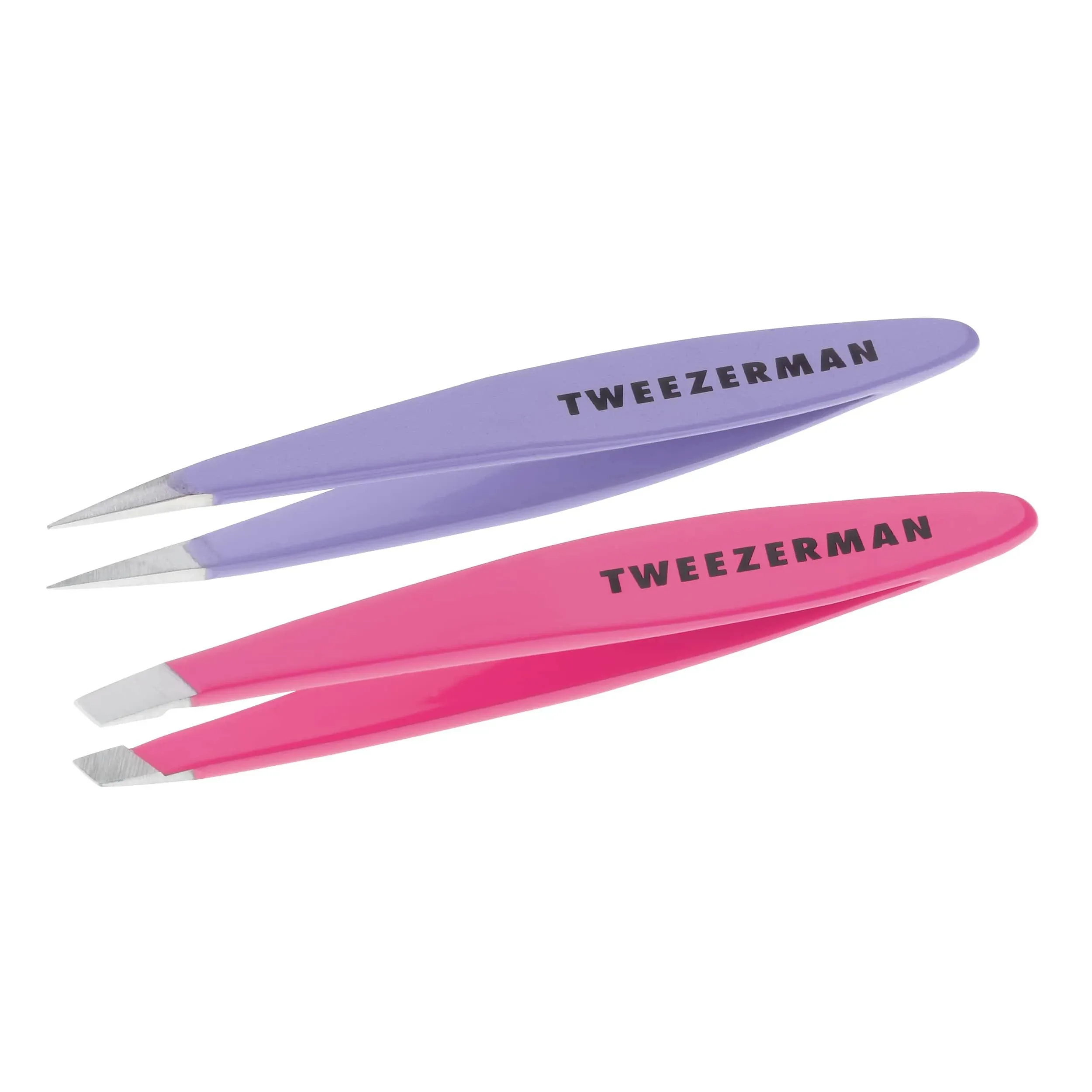 Tweezerman Mini Slant and Point Tip Tweezer - Tweezers Set for Eyebrows, Facial Hair, Ingrown Hairs