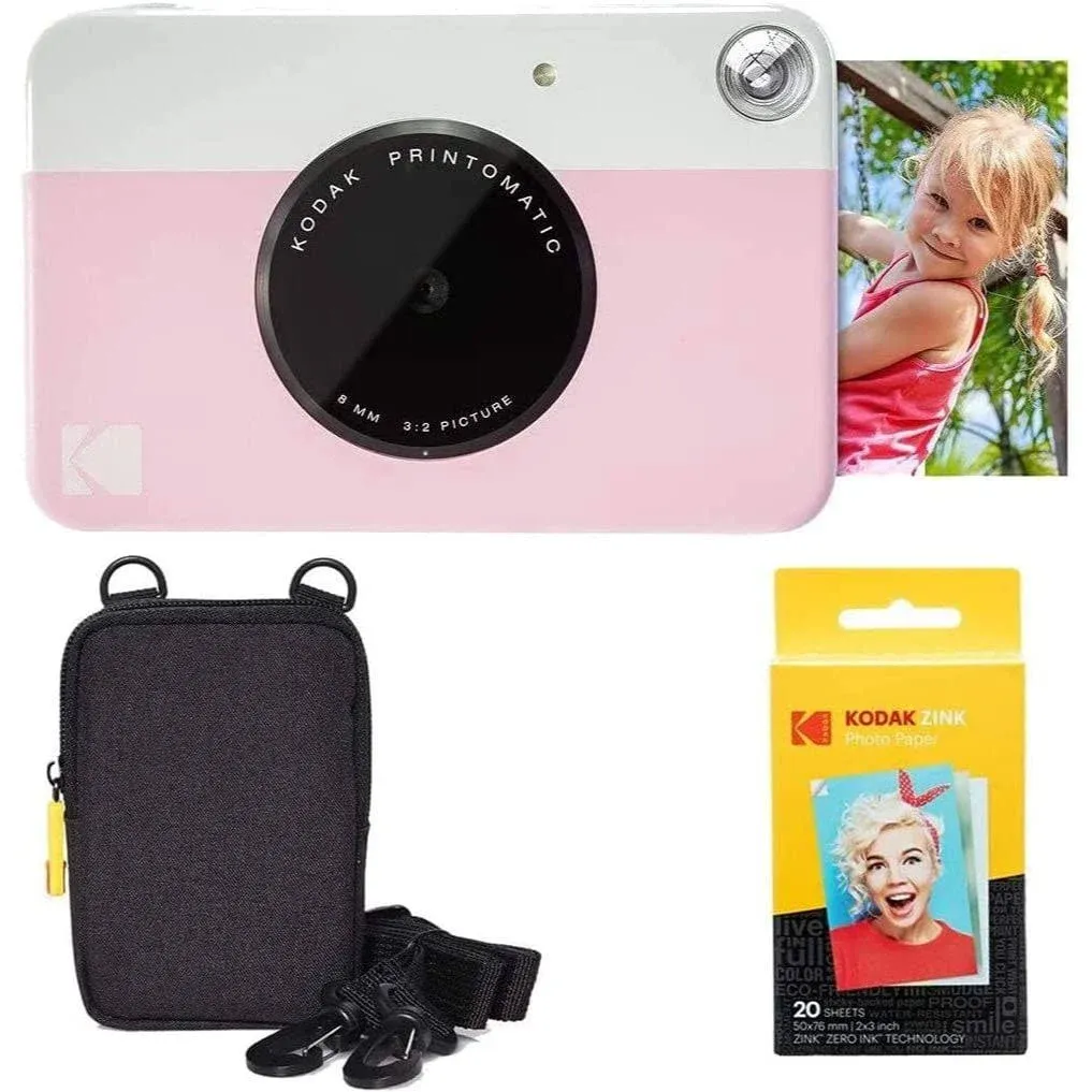 Kodak Printomatic Instant Camera Gift Bundle - Pink