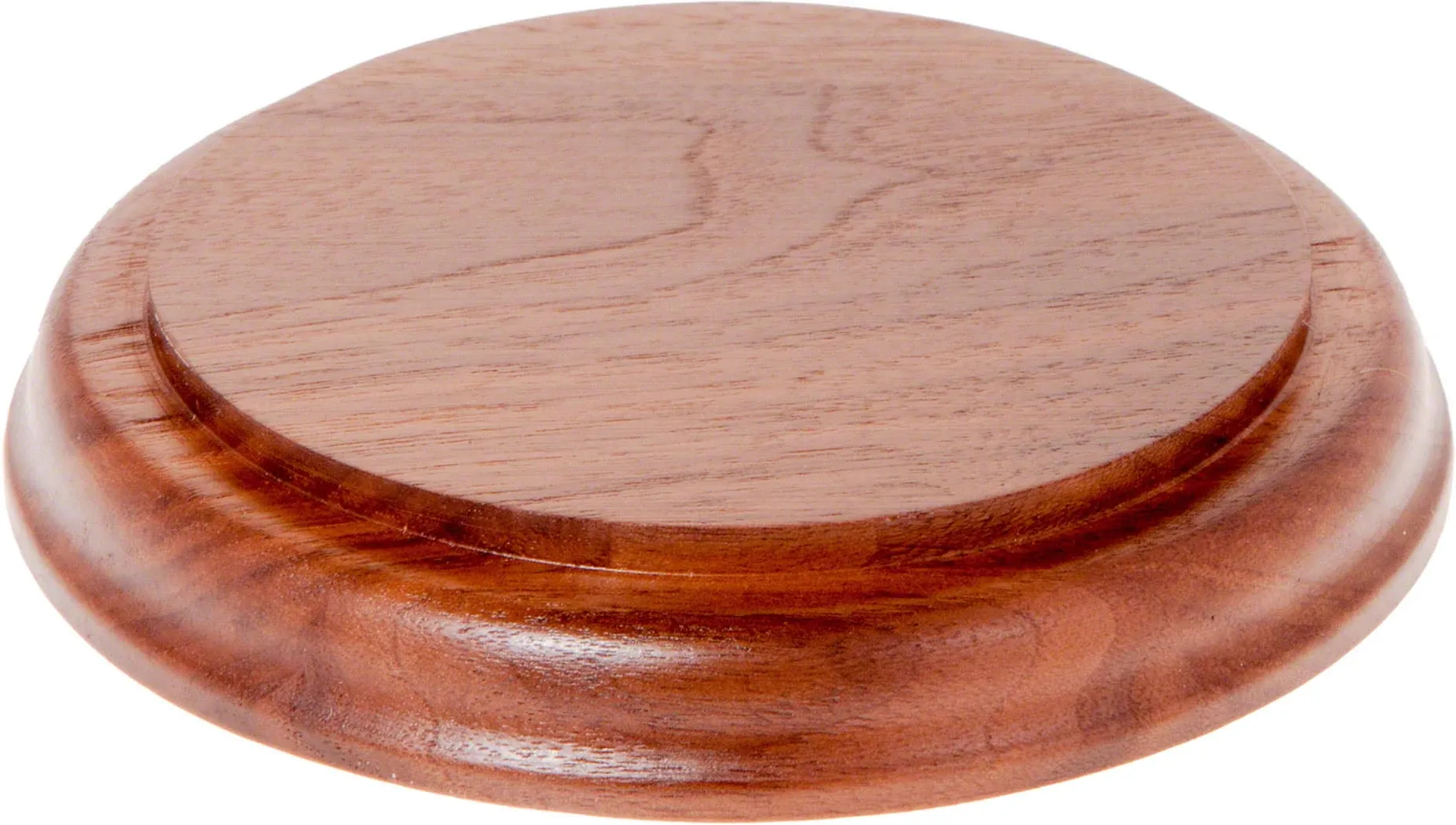 Plymor Solid Walnut Round Wood Display Base with Ogee Edge, 3.75" W x 3.75" D x 0.75" H, Pack of 2