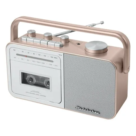 Studebaker SB2130CS Portable Cassette Player/Recorder with AM/FM Radio (Cream/Silver)