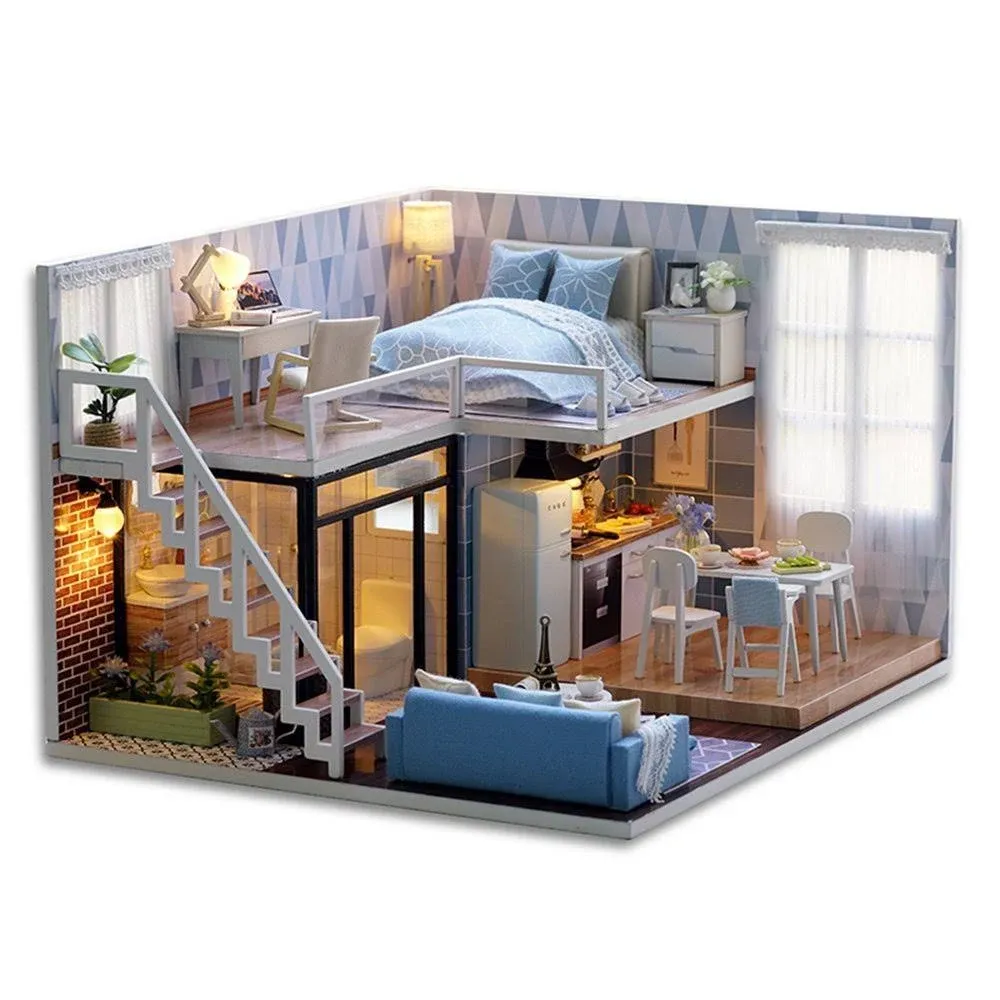 Flever Dollhouse Miniature DIY House Kit Creative Room with Furniture for ...