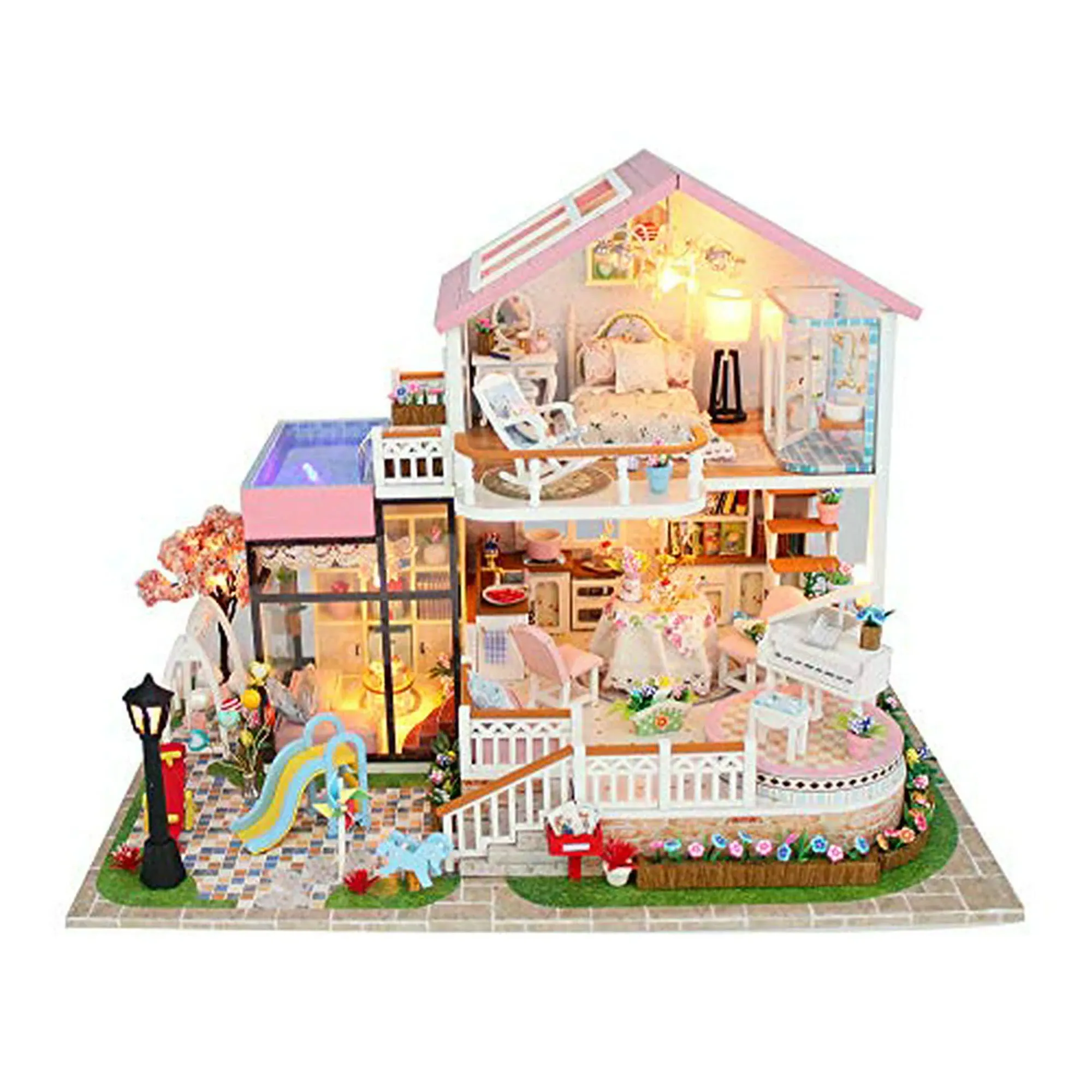 Flever Dollhouse Miniature DIY House Kit Creative Room with Furniture for ...