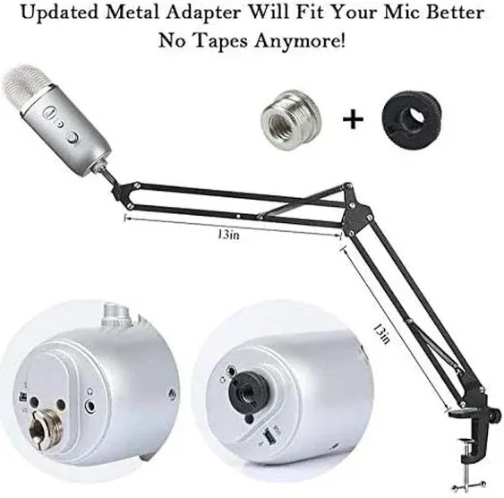 Upgraded Adjustable Microphone Suspension Boom Scissor Arm Stand 