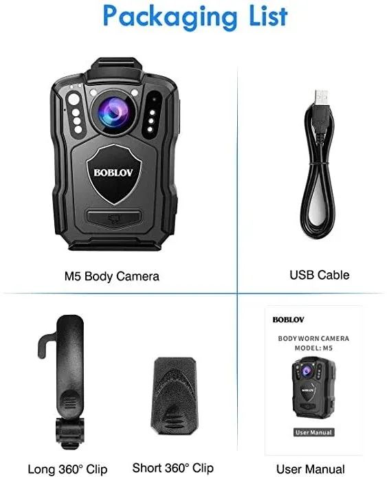 BOBLOV M5 Police Body Camera, GPS Enabled &1440P Body Mounted Cam