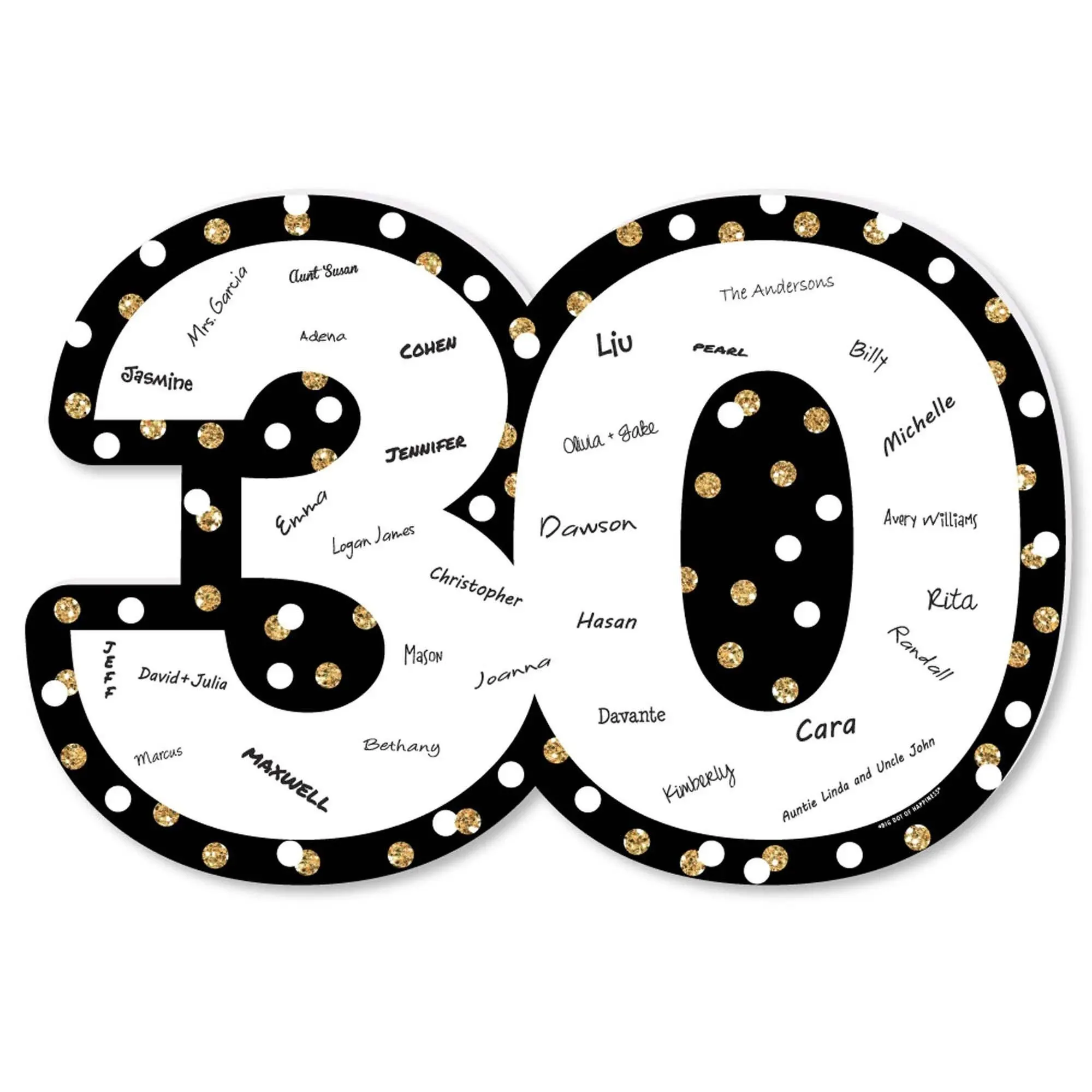 Adult 30th Birthday - Gold - Guest Book Sign Guestbook Alternative Signature Mat