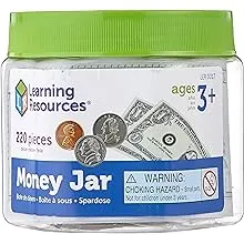 Learning Resources Money Jar, Play Money, Play Money for Kids, Counting, Bills and Coins, Homeschool, Math, Pretend Money, Ages 3+