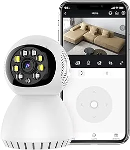 Goluodck Security Camera Indoor Wireless, 360 Degree Panoramic Camera, 5G Dual ...