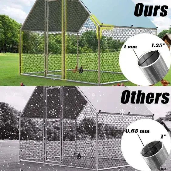 LOVMOR Large Chicken Coop Metal Chicken Run for 10 Chickens,Walk-in Poultry Cage for Yard with Waterproof and Anti-UV Cover Lockable Door Design(9.8'Lx13.1'Wx6.4'H)