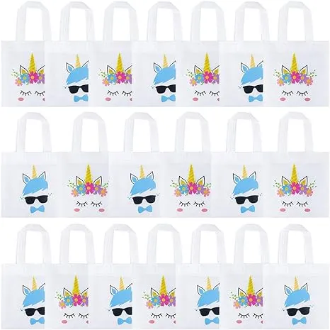 K KUMEED 20 Pack Unicorn Party Bags, Reusable Party Treat Bags Gift Goody Bags for Unicorn Party Favors, Christmas Boys and Girls Birthday Party