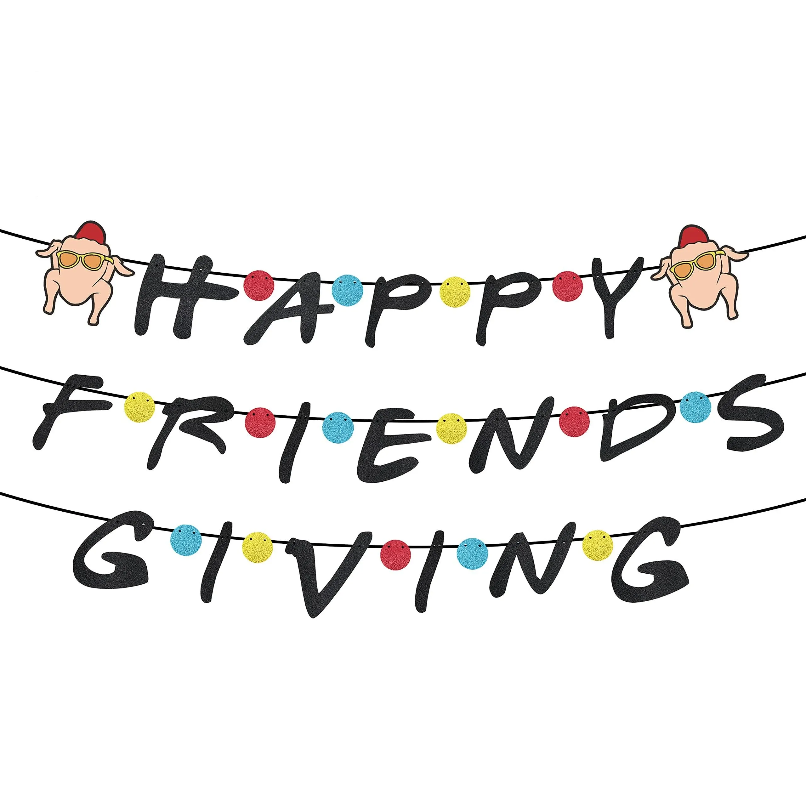 Friendsgiving Party Decorations, Happy Friendsgiving Banner, Thanksgiving Party Decorations, Thanksgiving Banner, Funny Thanksgiving Friendsgiving Supplies for Party Home Office Mantel, Pre-assembled