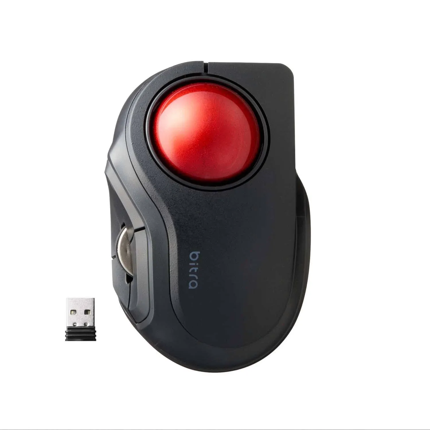 ELECOM brita Trackball Mouse, 2.4GHz Wireless, Finger Control, Small sizse, with Semi-Hard Case, Silent Click, Ergonomic Design, 5-Button, Smooth Red Ball, Windows11, macOS (M-MT2DRSBK)