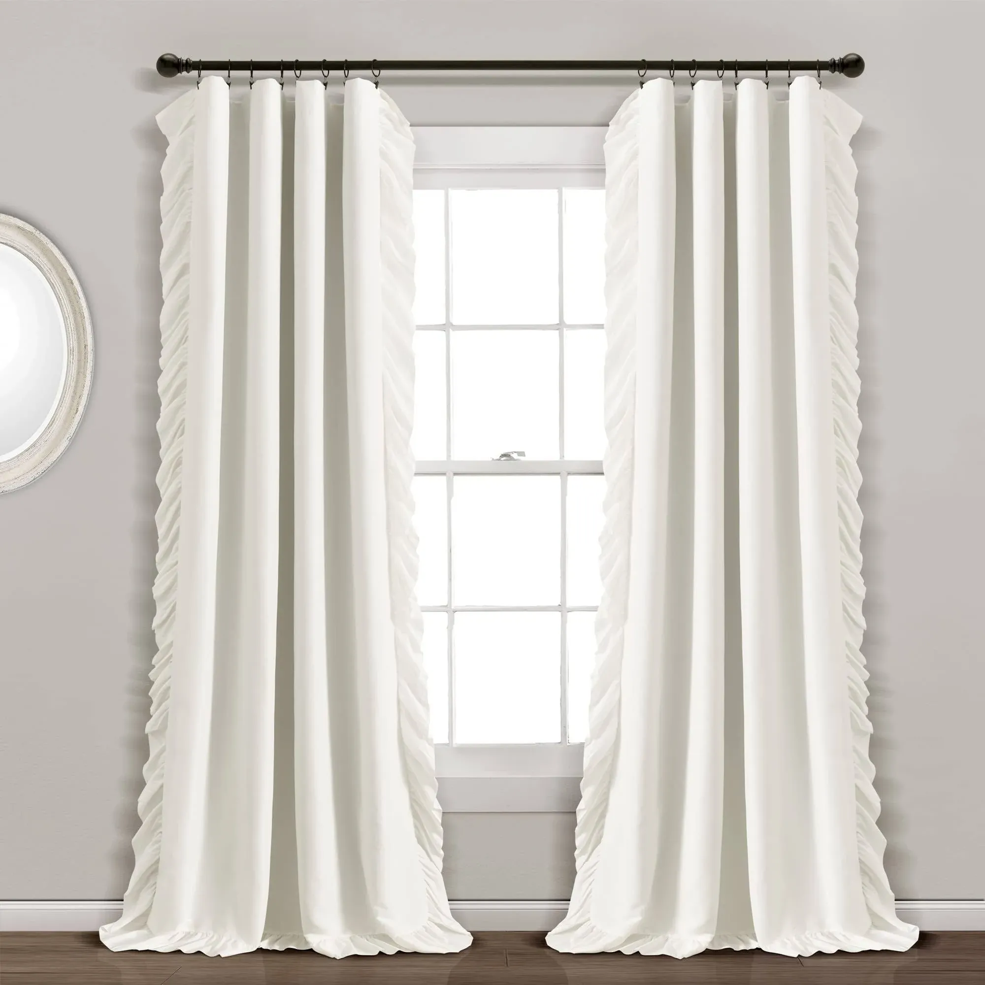 Lush Decor Reyna 100% Lined Blackout White Single Window Curtain Panel