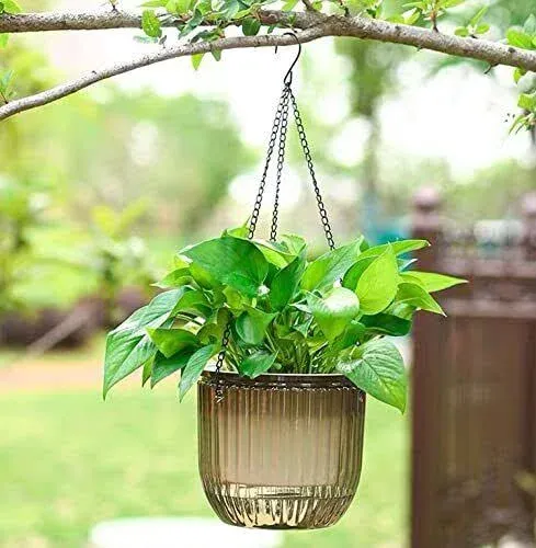 2 Pack Self Watering Hanging Planters Indoor Hanging Flower Pots 6.5Inch Outdoor