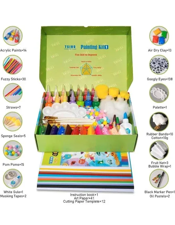 Arts and Crafts for Kids - 40 Creative Painting Arts 350+pcs Painting Kits Ages 5-10 Year Old Girls & Boys - Art Supplies Set - Gift Ideas for Drawing Beginners Activity Toys