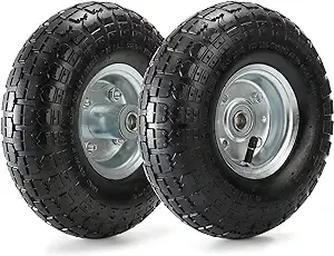 (2 Pack) 4.10/3.50-4 Tire and Wheel, Replacement Pneumatic Tires 10-Inch Wheel w