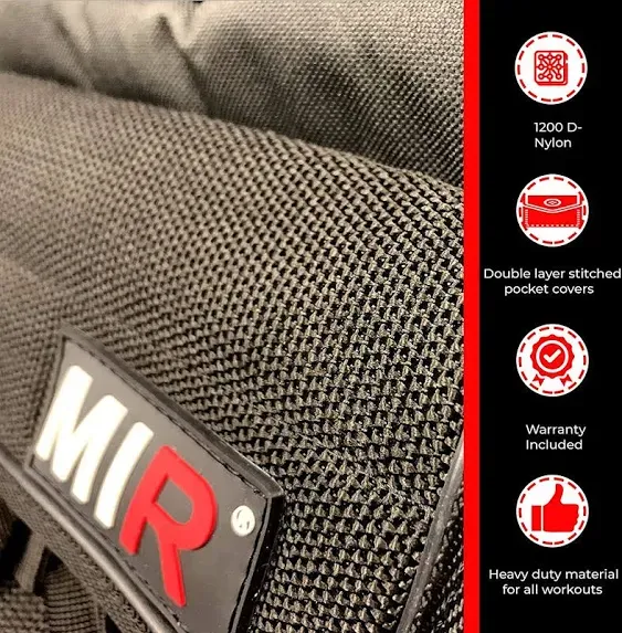 MiR Short Weighted Vest With Zipper Option 20lbs - 60lbs Solid Iron Weights. Workout Vest for Men and Women.