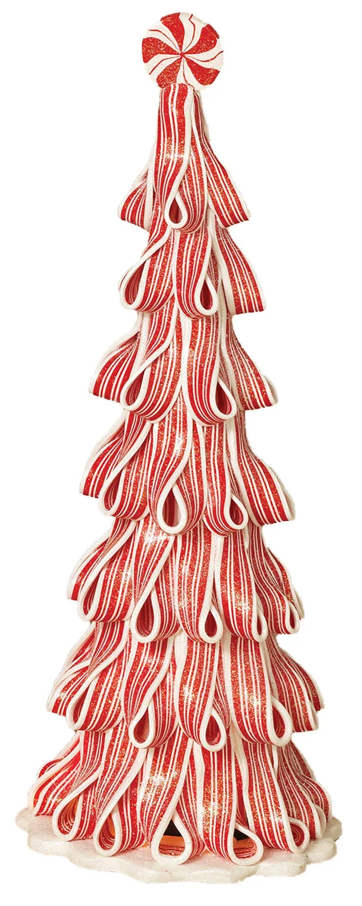 Lighted Peppermint Candy Ribbon Tree - Battery Operated 13.5 inch - Gerson