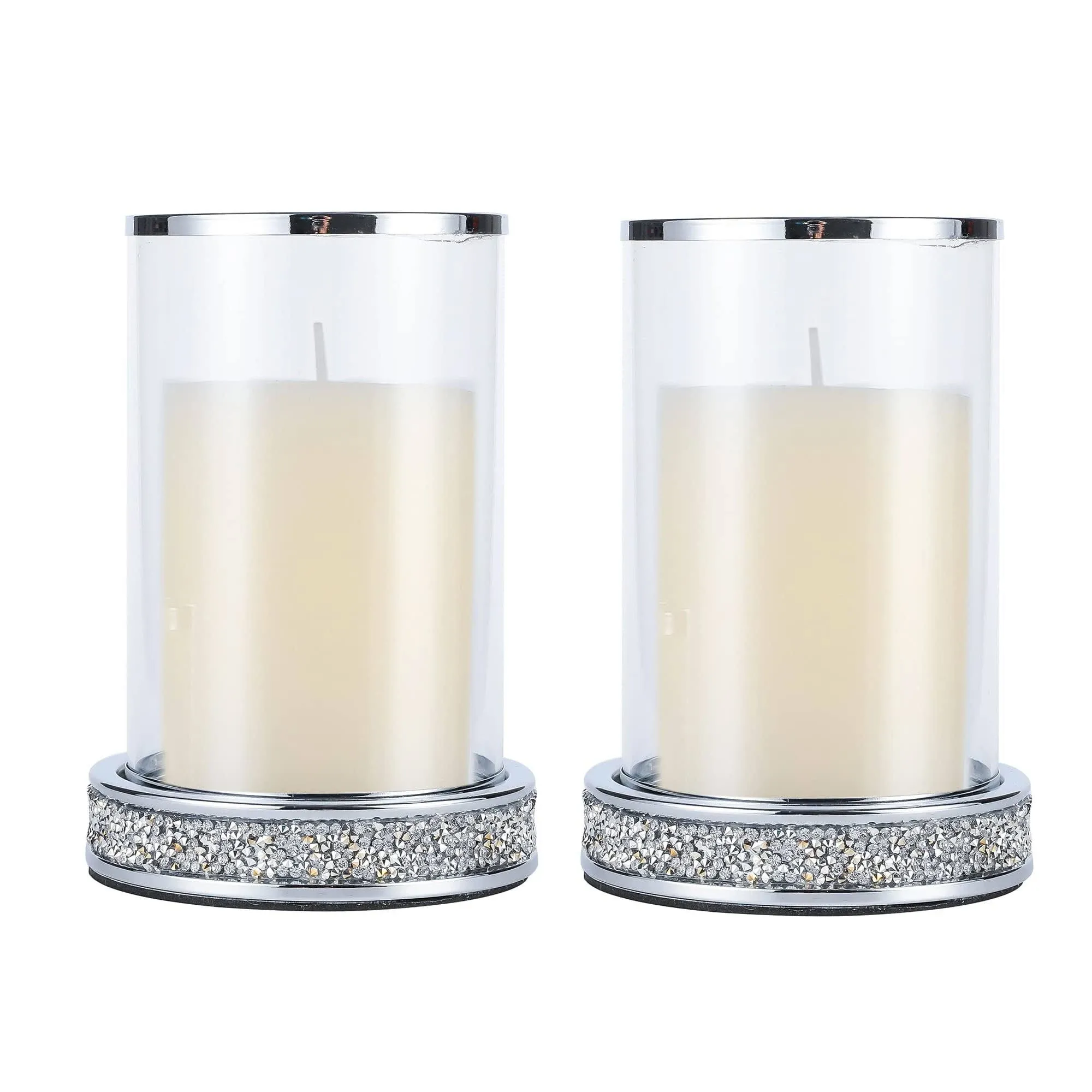 Pillar Candle Holders Set of 2,Hurricane Candle Holders for Pillar Candle,Gla...