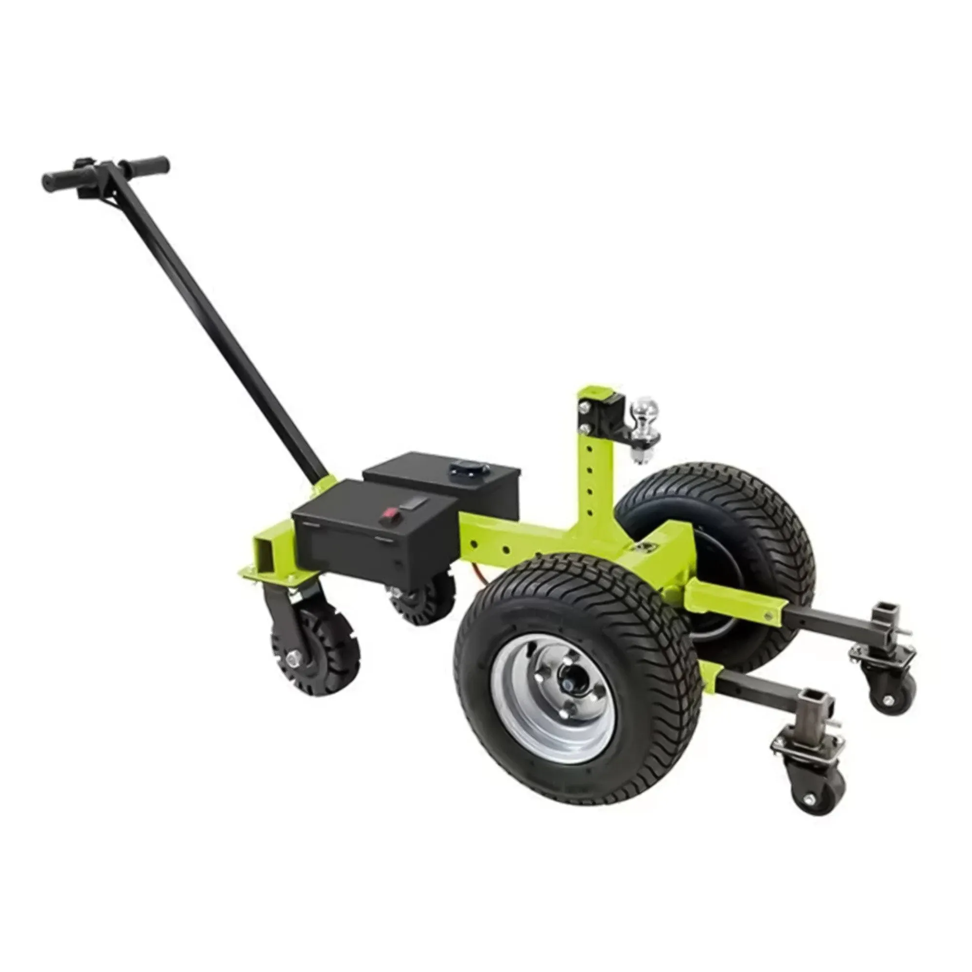 Tow Tuff Electric Trailer Dolly 7500 Pound Capacity Heavy Duty Utility Trailer with 16.5 Inch Pneumatic Tires and Adjustable Ball Hitch, Green