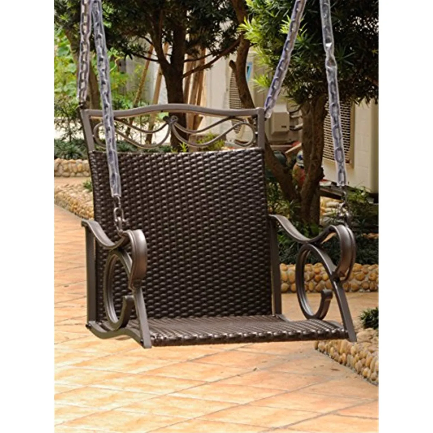 International Caravan Valencia Resin Wicker Hanging Porch Swing