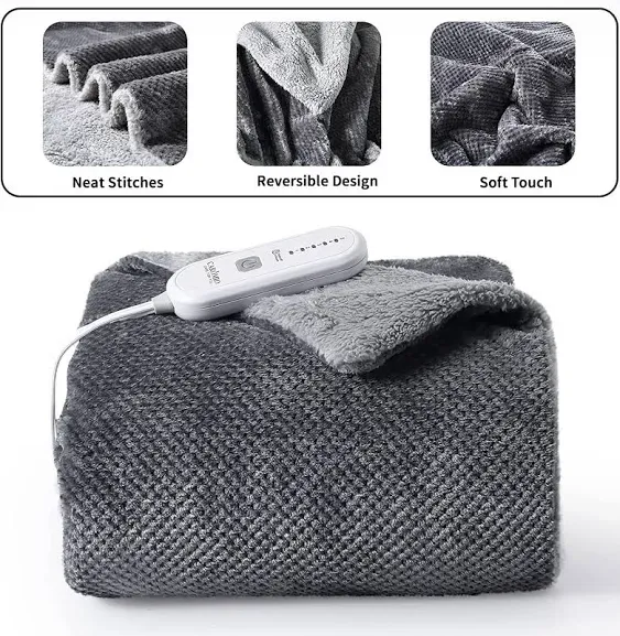 Heated Electric Blanket Throw, Flannel Sherpa Heating Blankets, Soft Thicken Hea