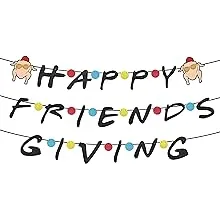 Friendsgiving Party Decorations, Happy Friendsgiving Banner, Thanksgiving Party Decorations, Thanksgiving Banner, Funny Thanksgiving Friendsgiving Supplies for Party Home Office Mantel, Pre-assembled