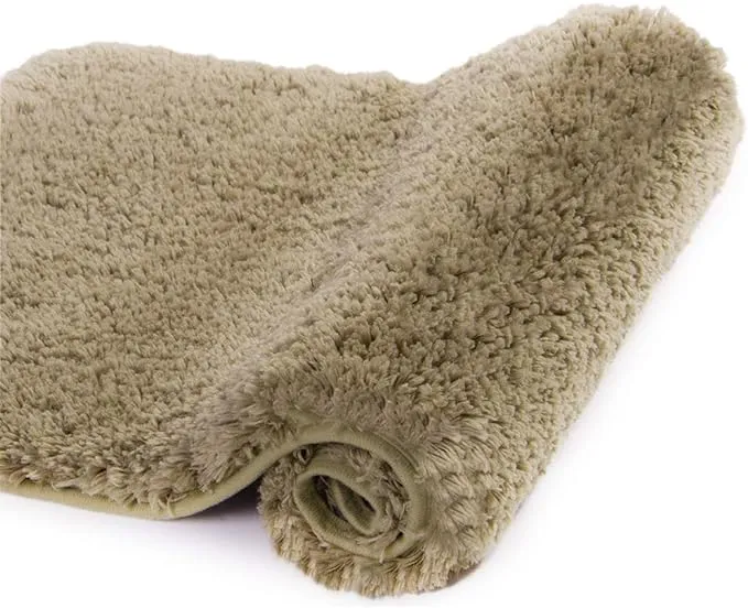 Walensee Bathroom Rug Non Slip Bath Mat for Bathroom (16 x 24, Sand) Water Absorbent Soft Microfiber Shaggy Bathroom Mat Machine Washable Bath Rug for Bathroom Thick Plush Rugs for Shower