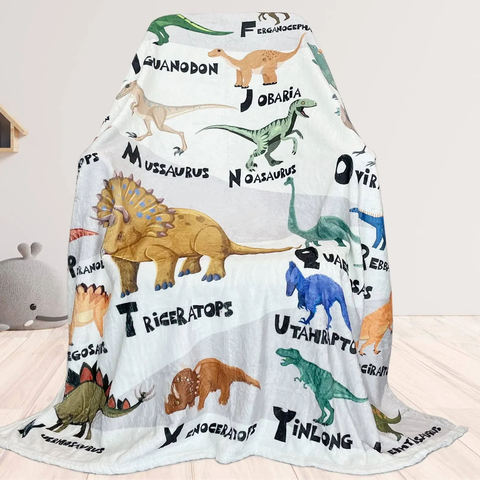 Dinosaur Throw Blanket for Boys Flannel Plush Soft Fluffy Warm Blankets 50x60 in