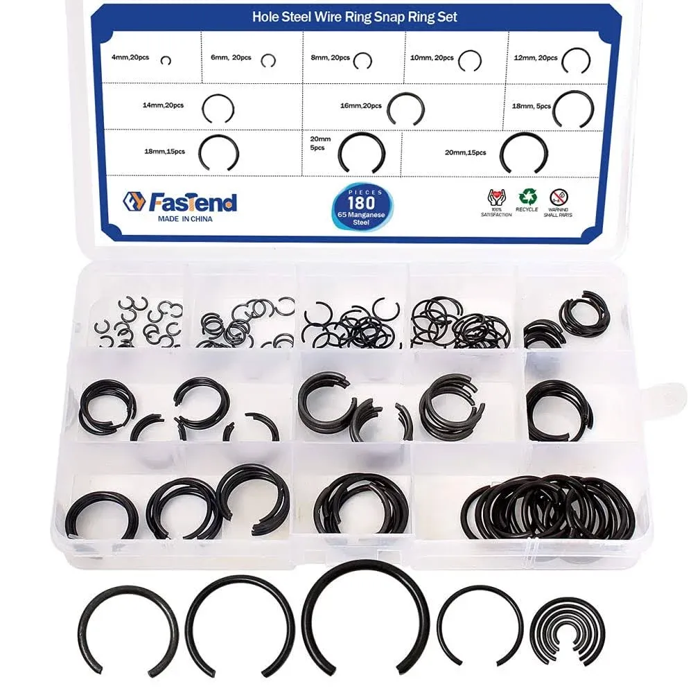 GB895.1 65Mn Φ4-Φ20 Hole Steel Wire Ring Snap Ring Set,Bearing Stop Ring Assortm