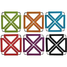 TENTA Kitchen Utility Foldable Silicone Trivets, Expandable/Collapsible (Suqare trivets Set of 6)