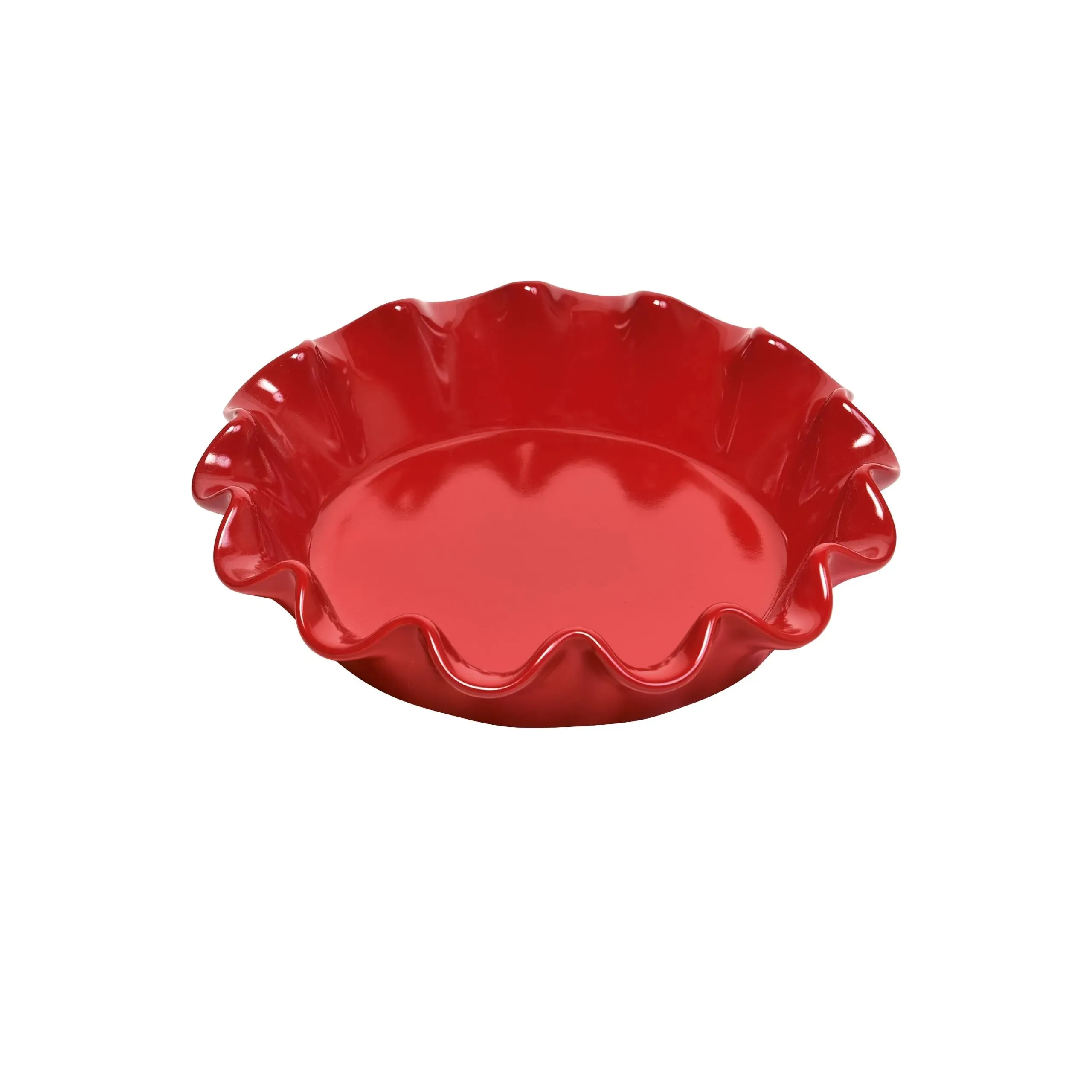 Emile Henry Made in France Ruffled Pie Dish 10.5" X2.5", 10.5" by 2.5", Burgundy Red