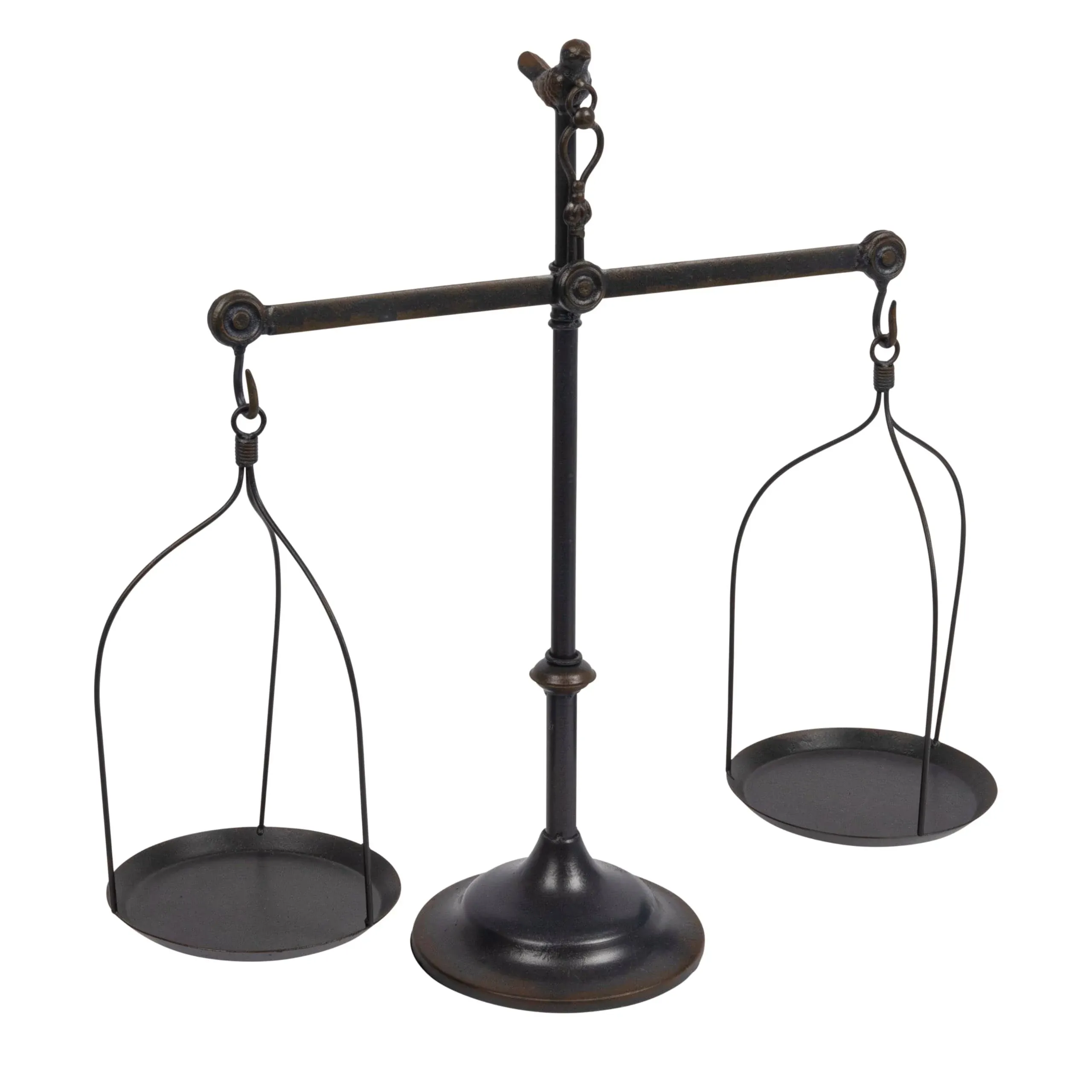 Creative Co-Op Black Decorative Antique Iron Balance Scale with Bird