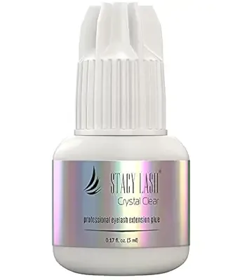 Crystal Clear Eyelash Extension Glue - Stacy Lash (0.17fl.oz / 5ml)/ 1 Sec Drying time/Retention – 8 Weeks/Transparent Adhesive - Maximum Bonding Power/Professional Supplies