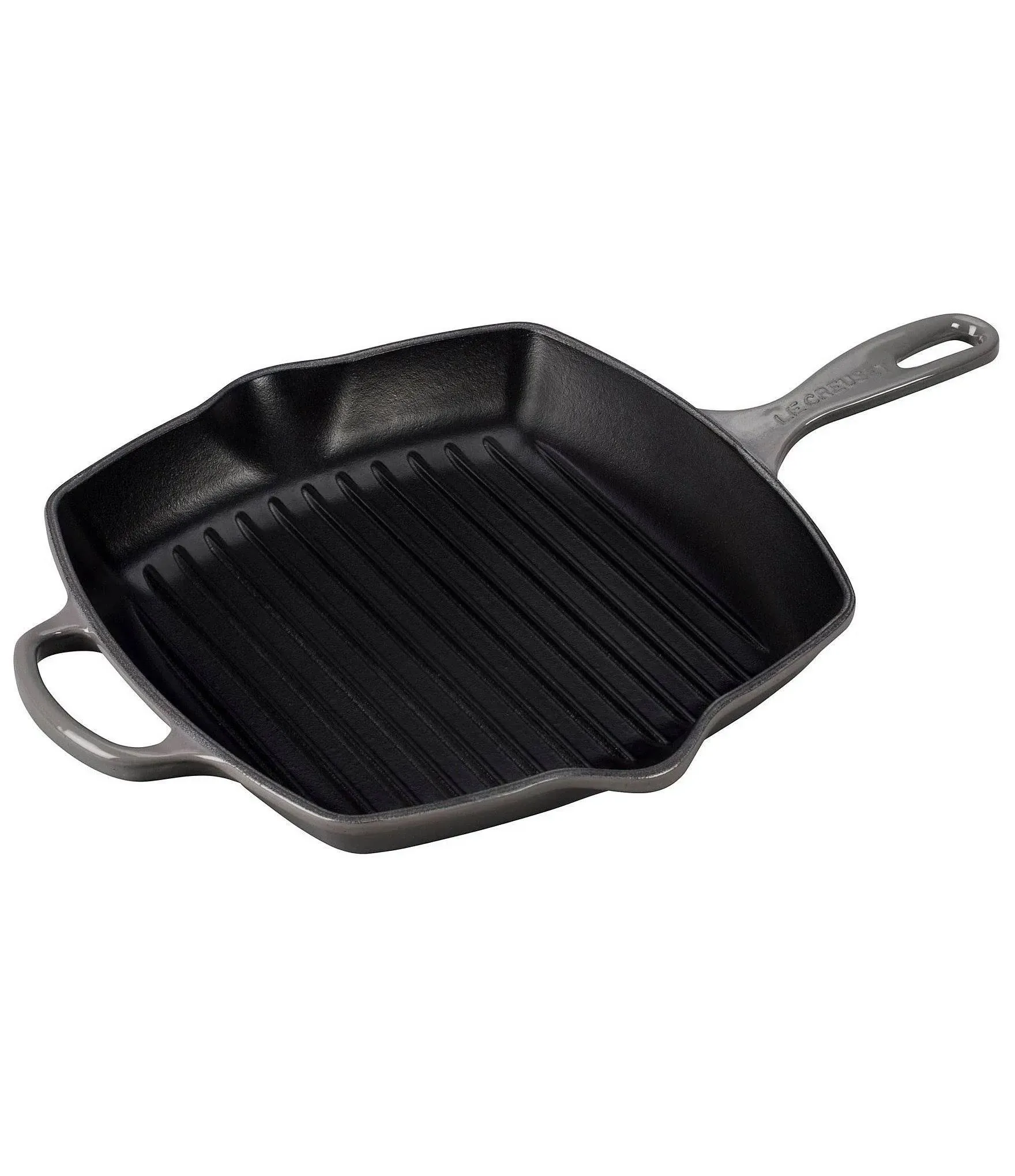 Le Creuset Cast Iron Signature Square Skillet Grill, 10.25", Sea Salt