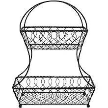 Gourmet Basics by Mikasa Loop and Lattice 2-Tier Flatback Metal Fruit Basket, Antique BlackGourmet Basics by Mikasa Loop and Lattice 2-Tier Flat…