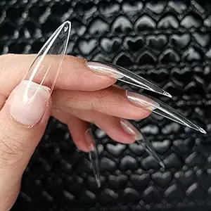 Allkem Soft Gel Nail Tips - 300 pcs Clear Extra Long Stiletto/XXL Stiletto False Press on Nails full cover Bag