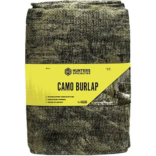 Hunters Specialties Camo Burlap - Hunting Durable Lightweight Quiet Realistic Concealment Camouflage Material for Treestands, Blinds, Realtree Edge, 54" x12'