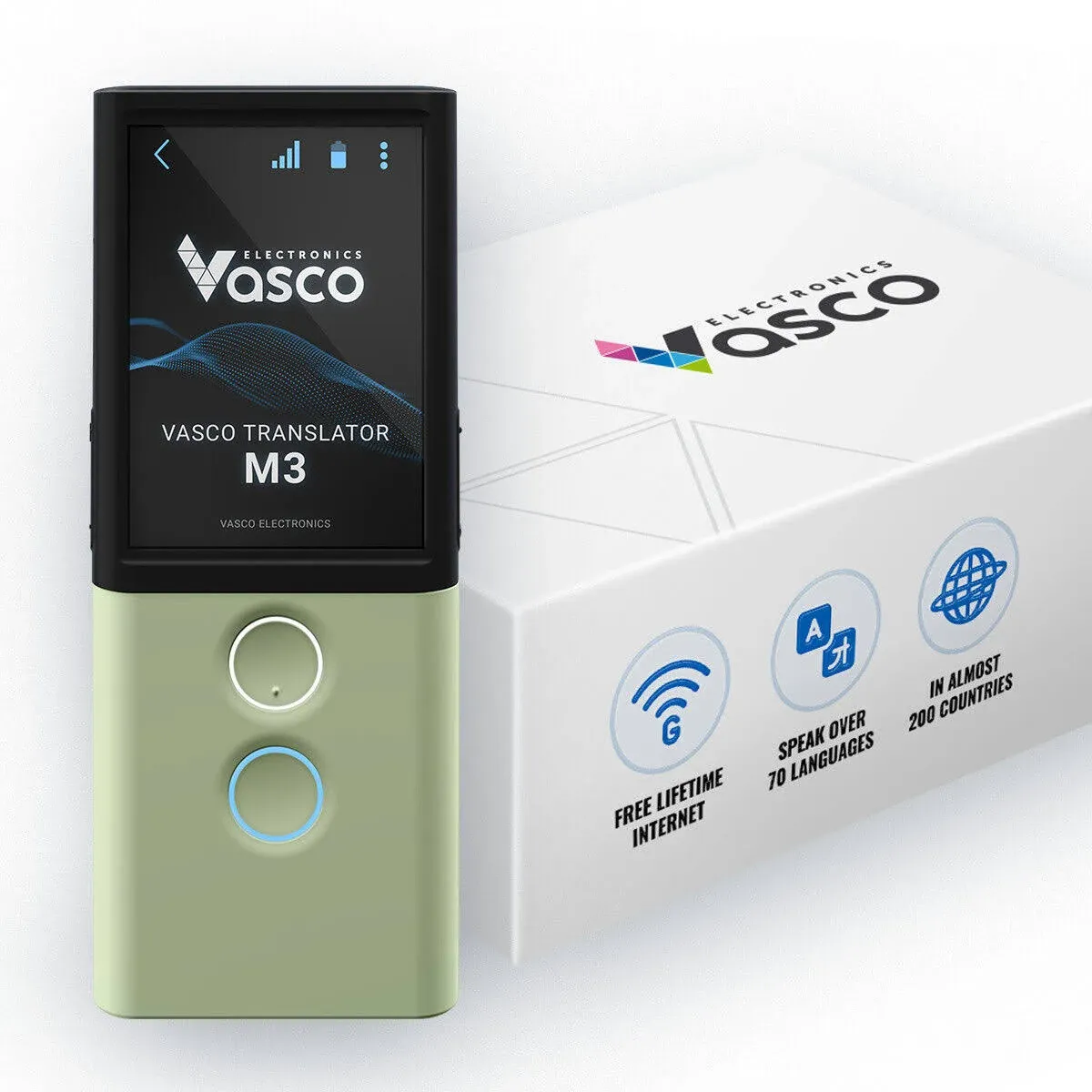 Vasco M3 Language Translator Device | The Only Translator with Free and Unlimited Internet in 200 Countries | Photo Translation | European Brand