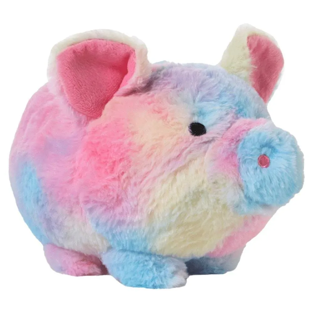 Tie Dye Plush Piggy Bank for Kids, Stuffed Animal Coin Banks with Stopper – Fuzzy Rainbow Piggy Bank for Girls