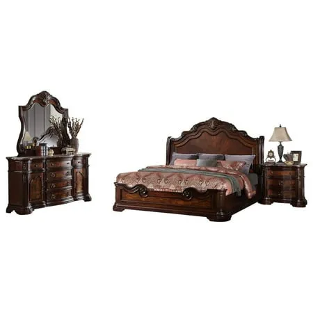 Best Master Barney's Traditional 5-Piece Eastern King Set in Walnut w/Marble Top