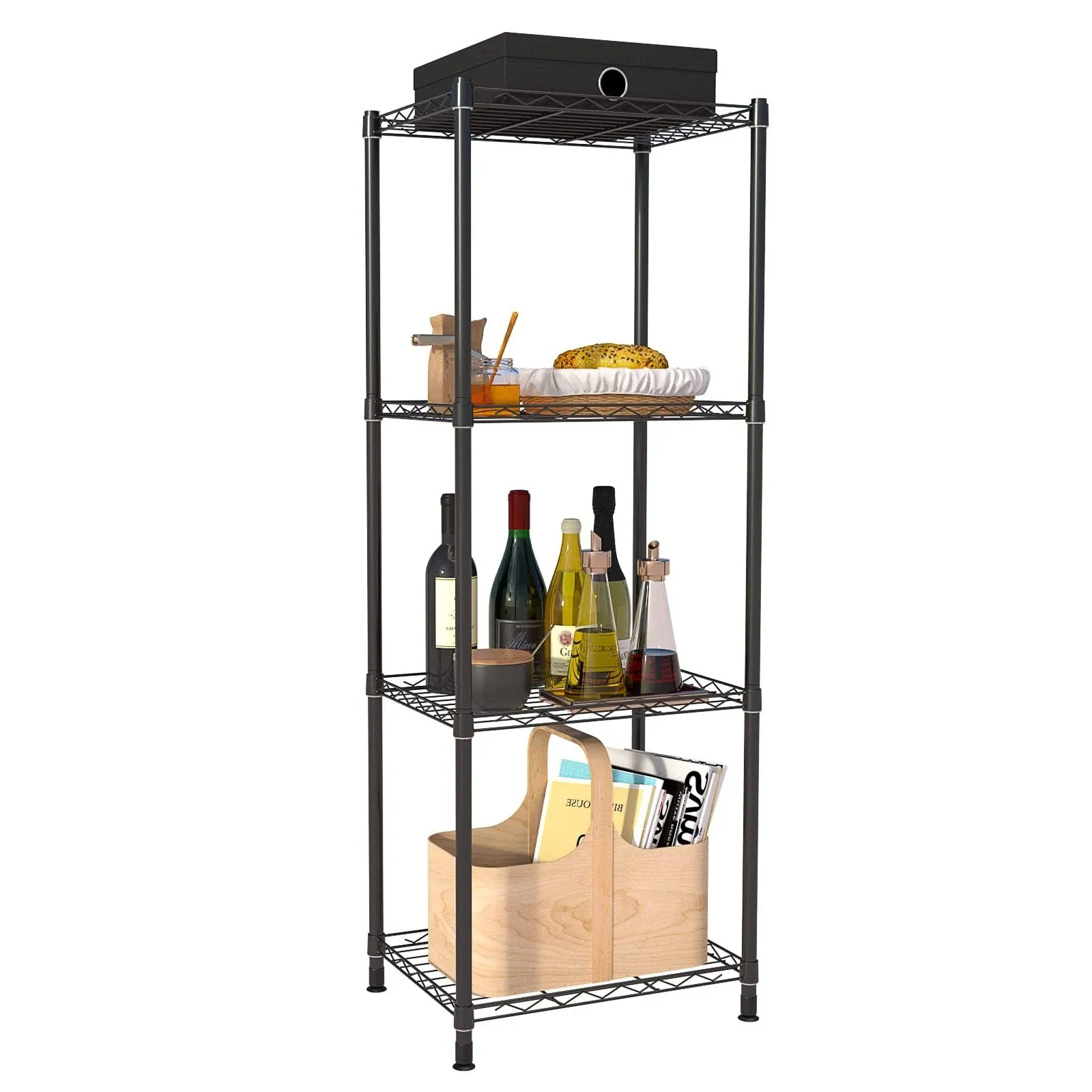 ZHAZHADI 4 Tier Fixed Layer Spacing Storage Shelf Metal Storage Rack Wire Shelving Unit Storage Shelves Metal 528lbs Capacity 17" L x 13" W x 47" H