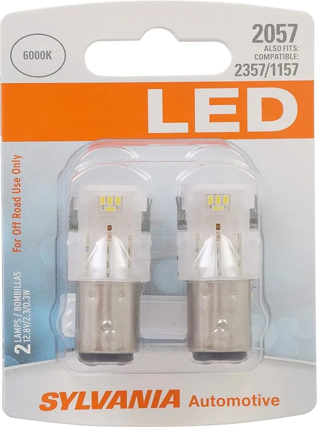 SYLVANIA - 2057 LED White Mini Bulb - Bright LED Bulb, Ideal for Daytime Running Lights (DRL) and Back-Up/Reverse Lights (Contains 2 Bulbs)