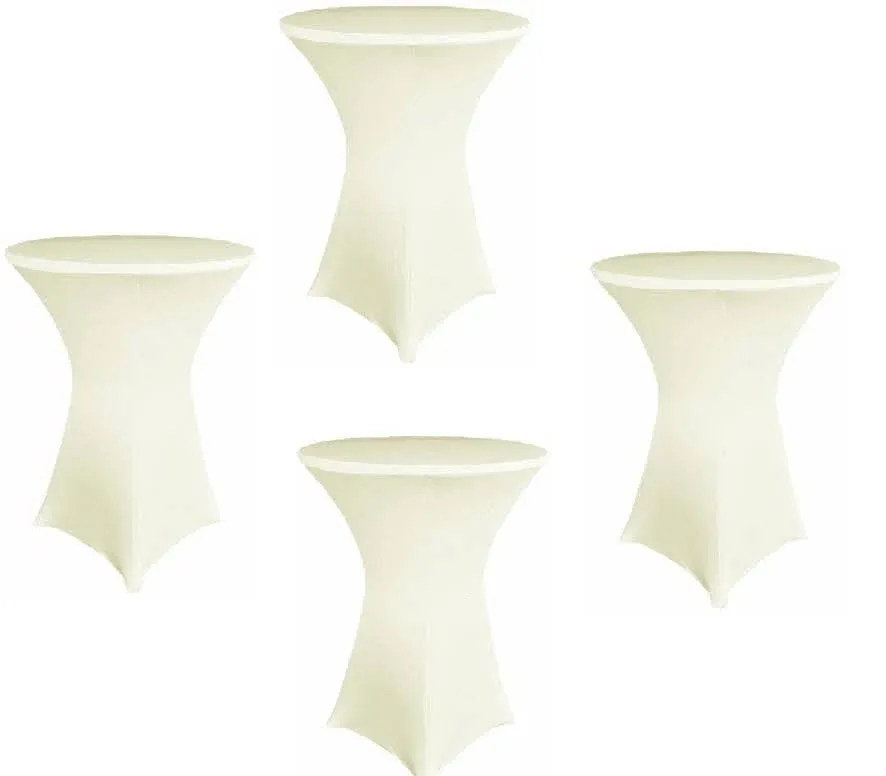 Banquet Tables Pro 30 Round x 42" Height Ivory Fitted Spandex Highboy Table Cover (4 Pack, Ivory)