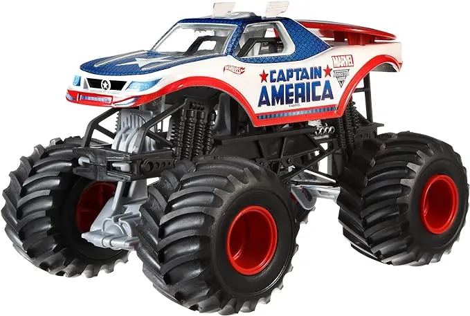 1/24 HOT WHEELS MONSTER JAM TRUCK CAPTAIN AMERICA DIECAST OFF-ROAD **BRAND NEW**